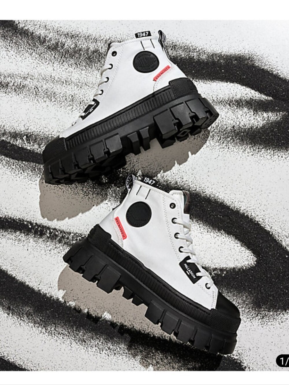 Palladium White & Black Lug-Sole High-Top Sneakers